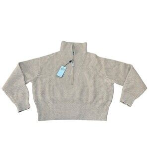 NWT $498 Polo Ralph Lauren Womens Cashmere Brown Tan Sweater Medium 1/4 Zip